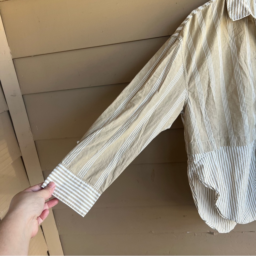 Madewell Modular Oversize Cotton Button-Up Shirt Size M Preppy Neutral Cotton - Picture 4 of 6